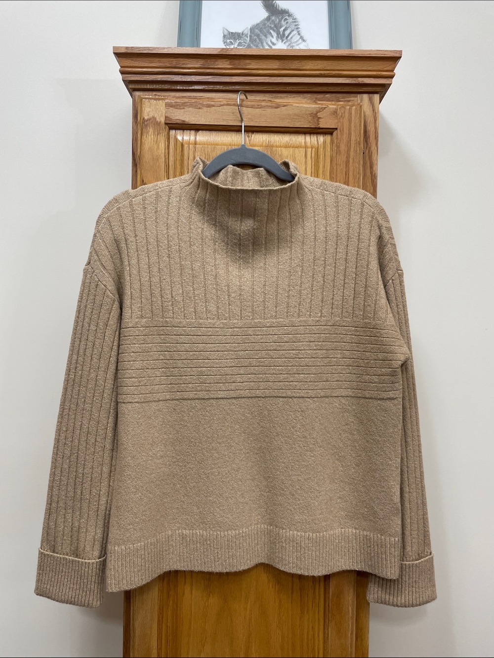 Tribal Camel Ribbed Mock Neck Sweater Size Medium
